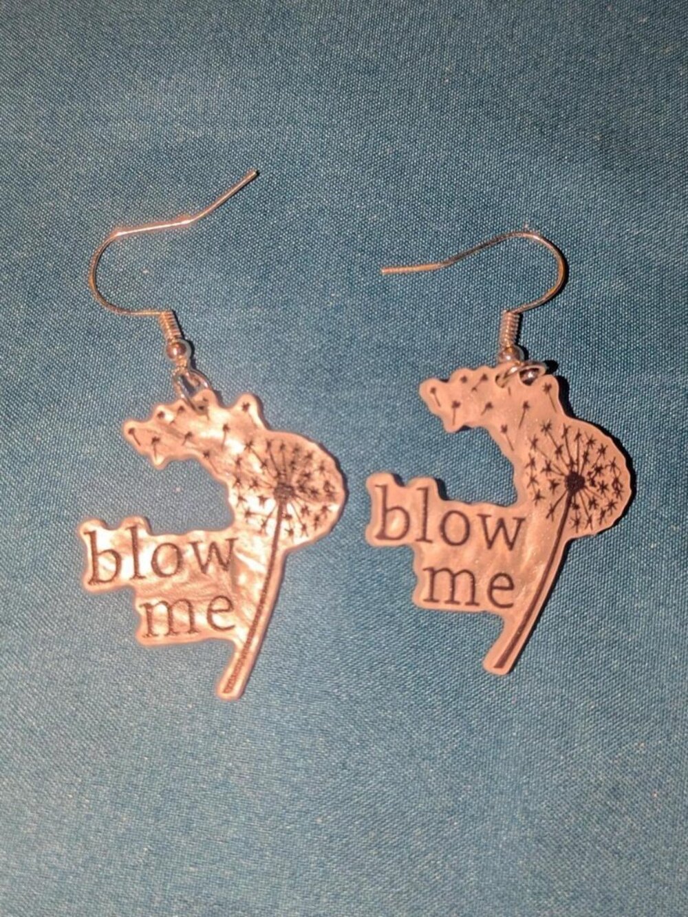 handmade funny flower earrings "blow me" brand new, never worn handmade